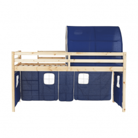 Magasított ágy, természetes/kék, 90x200, INDIGO