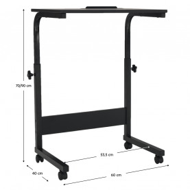 Számítógépasztal kerekekkel, fekete, WESTA Számítógépasztal kerekekkel, fekete, WESTA