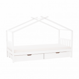 Fehér ágyneműtartós házikó ágy ELISIA