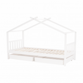 Fehér ágyneműtartós házikó ágy ELISIA