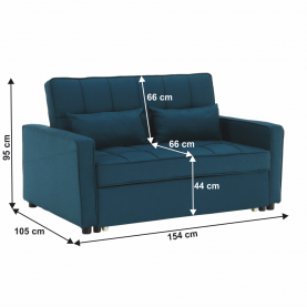 Kinyitható kanapé, türkiz, FRENKA BIG BED NEW
