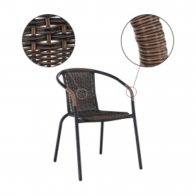 Egymásba rakható szék, barna/fekete fém, DOREN