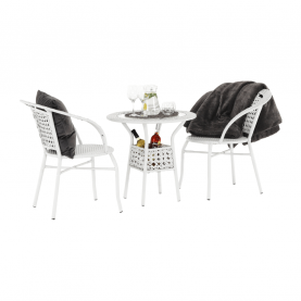 Kerti rattan szett 1+2, fehér, JENAR Kerti rattan szett 1+2, fehér, JENAR