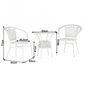Kerti rattan szett 1+2, fehér, JENAR Kerti rattan szett 1+2, fehér, JENAR