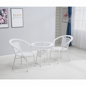 Kerti rattan szett 1+2, fehér, JENAR Kerti rattan szett 1+2, fehér, JENAR