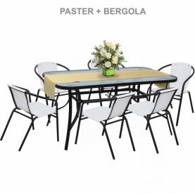 Kerti szék, fehér/fekete, BERGOLA