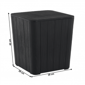 Kerti tároló doboz/kisasztal, fekete, IBLIS