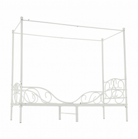 Fém ágyégbolttal, fehér, 90x200, ADELISA