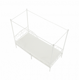Fém ágyégbolttal, fehér, 90x200, ADELISA