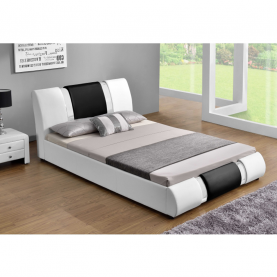 Modern ágy, fehér/fekete, 160x200, LUXOR