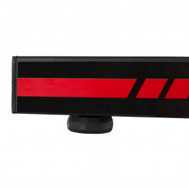 Gamer asztal/számítógépasztal, RGB LED világítással, fekete/piros, MACKENZIE 140cm