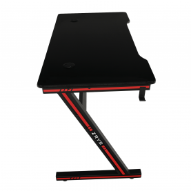 Gamer asztal/számítógépasztal, fekete/piros, MACKENZIE 120cm