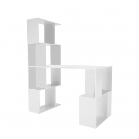 PC asztal könyvespolccal, fehér, FLOKI NEW