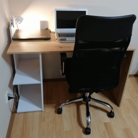 PC asztal, artisan tölgy/fehér matt, ANDREO