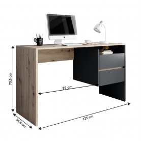 PC asztal, artisan tölgy/grafit-antracit, TULIO