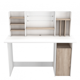 Számítógépasztal, brushed tölgy/fehér, AMBRE