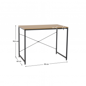 Íróasztal tölgy/fekete, 90x60 cm, MELLORA Íróasztal tölgy/fekete, 90x60 cm, MELLORA