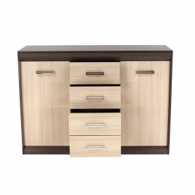 Komód, DTD/MDF, tölgy világos/tölgy sötét, KORINA