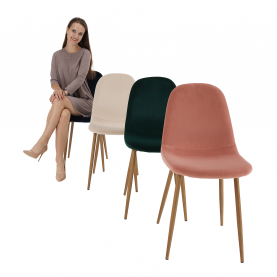 Szék, bézs Dulux Velvet szövet/bükk, LEGA
