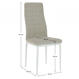 Étkezőszék, bézs szövet/fehér fém, COLETA NOVA