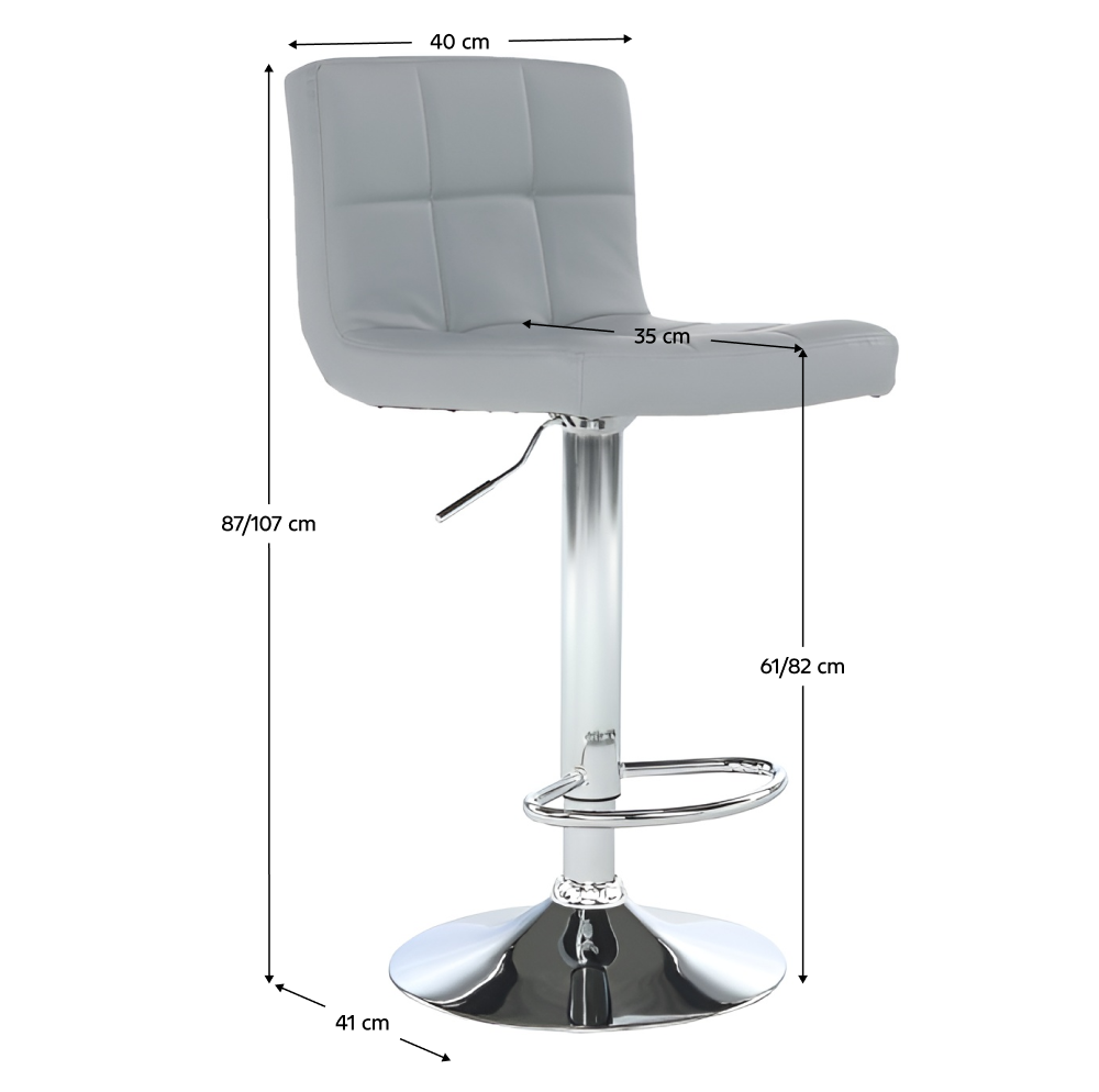 Bárszék, műbőr szürke/króm, KANDY NEW Bárszék, műbőr szürke/króm, KANDY NEW