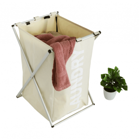 Szennyestartó kosár szövetből, szürke-bézs, LAUNDRY NEW TYP 1