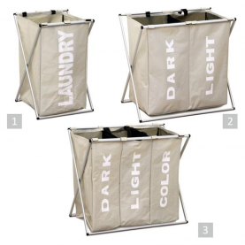 szövet szennyestartó kosár, szürke-bézs, LAUNDRY TYP 3