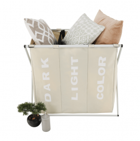 szövet szennyestartó kosár, szürke-bézs, LAUNDRY TYP 3