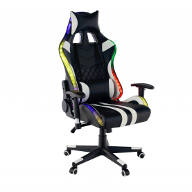 Irodai/gamer szék RGB háttérvilágítással, fekete/fehér/színes minta, ZOPA