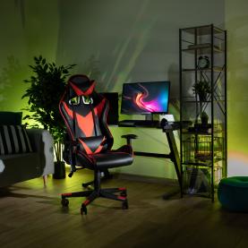 Irodai/gamer szék Bluetooth hangszórókkal, fekete/piros, CARPI