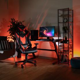 Irodai/gamer szék Bluetooth hangszórókkal, fekete/piros, CARPI