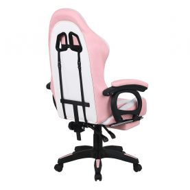 Irodai/gamer szék RGB LED világítással, rózsaszín/fehér, JOVELA