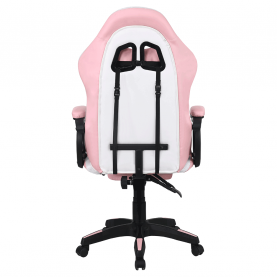 Irodai/gamer szék RGB LED világítással, rózsaszín/fehér, JOVELA