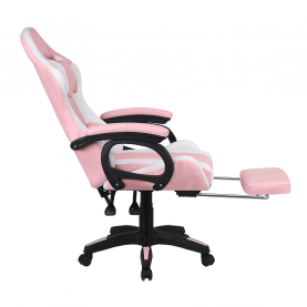 Irodai/gamer szék RGB LED világítással, rózsaszín/fehér, JOVELA