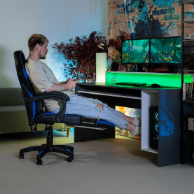 Irodai/gamer szék, kék/fekete, GUNNER