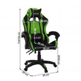 Irodai/gamer szék, zöld/fekete, JAMAR