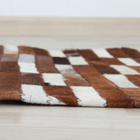 Luxus bőrszőnyeg, barna /fehér, patchwork, 120x180, bőr TIP 5