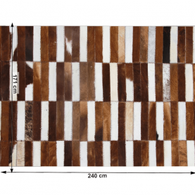 Luxus bőrszőnyeg, barna /fehér, patchwork, 171x240, bőr TIP 5