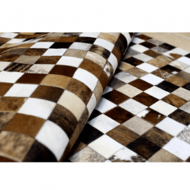 Luxus bőrszőnyeg, barna/fekete/fehér, patchwork, 200x304, bőr TIP 3