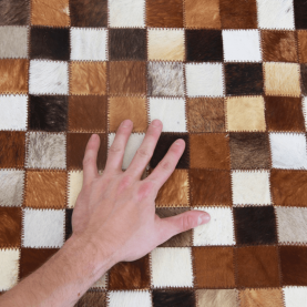 Luxus bőrszőnyeg, barna/fekete/fehér, patchwork, 200x304, bőr TIP 3