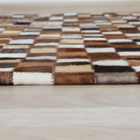 Luxus bőrszőnyeg, barna/fekete/fehér, patchwork, 200x304, bőr TIP 3