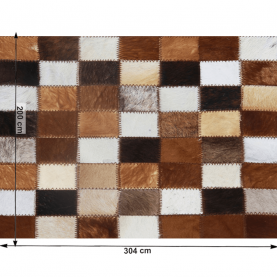 Luxus bőrszőnyeg, barna/fekete/fehér, patchwork, 200x304, bőr TIP 3