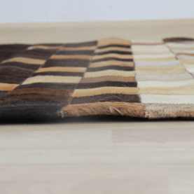 Luxus bőrszőnyeg, fehér/barna /fekete, patchwork, 70x140, bőr TIP 7