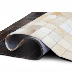 Luxus bőrszőnyeg, fehér/barna /fekete, patchwork, 70x140, bőr TIP 7