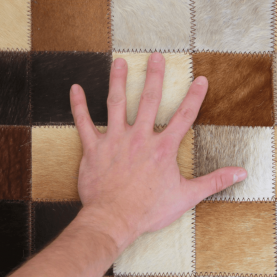 Luxus bőrszőnyeg, fehér/barna /fekete, patchwork, 70x140, bőr TIP 7
