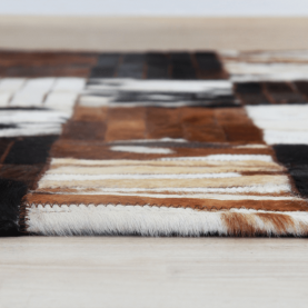 Luxus bőrszőnyeg, fekete/barna /fehér, patchwork, 171x240, bőr TIP 4