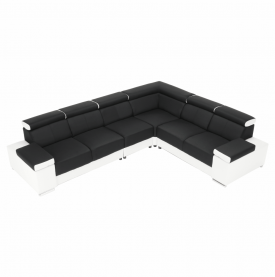 Sarokülőgarnitúra, fehér/fekete, balos, MARBELA