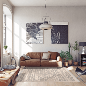 Szőnyeg, szürke/minta tégla, 80x200, MURO