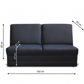 3-személyes kanapé, textilbőr fekete, BITER 3 BB