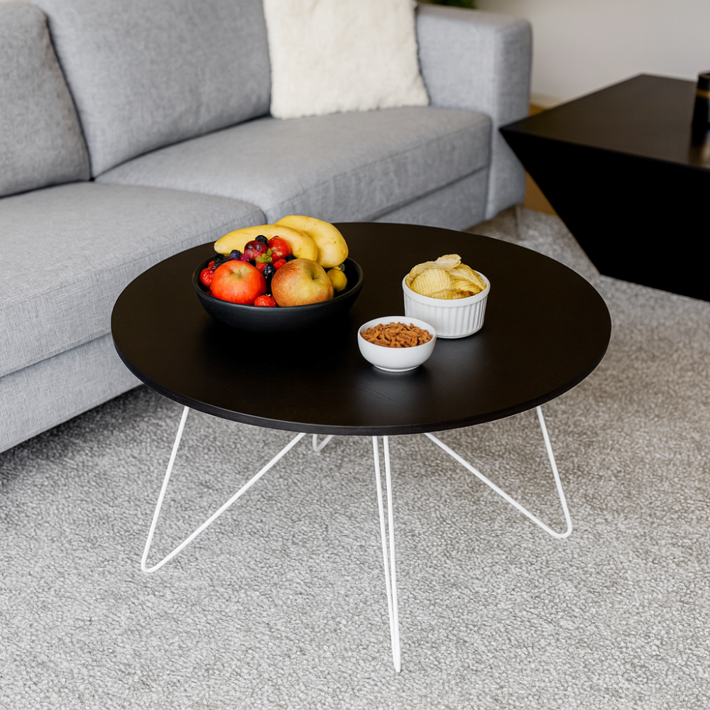 Dohányzóasztal, fekete tölgy/fehér, MIKEL NEW Dohányzóasztal, fekete tölgy/fehér, MIKEL NEW